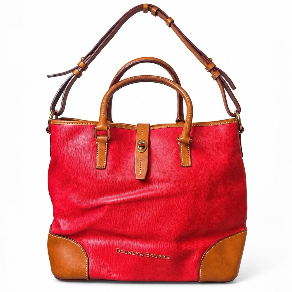 Dooney & Bourke Lexington Red Leather Satchel Tote Shoulder Bag Purse